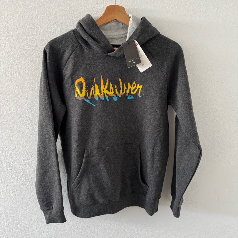 NEW Quiksilver Boys Gray Hoodie Youth Large YL 14